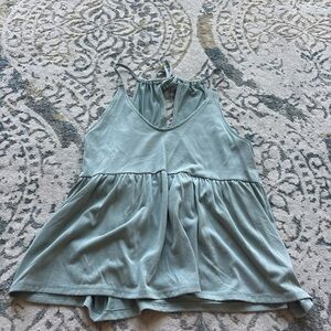 American Eagle Outfitters Green Tiered Tie Front Tank Top